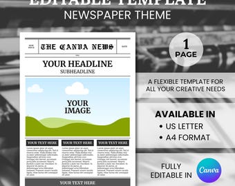 Canva newspaper editable templates |Printable Fake Newspaper template|Business Newspaper Templates|Canva Business template|Vintage Newspaper