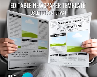 Canva newspaper editable templates |Printable Fake Newspaper template|Business Newspaper Templates|Canva Business template|Vintage Newspaper