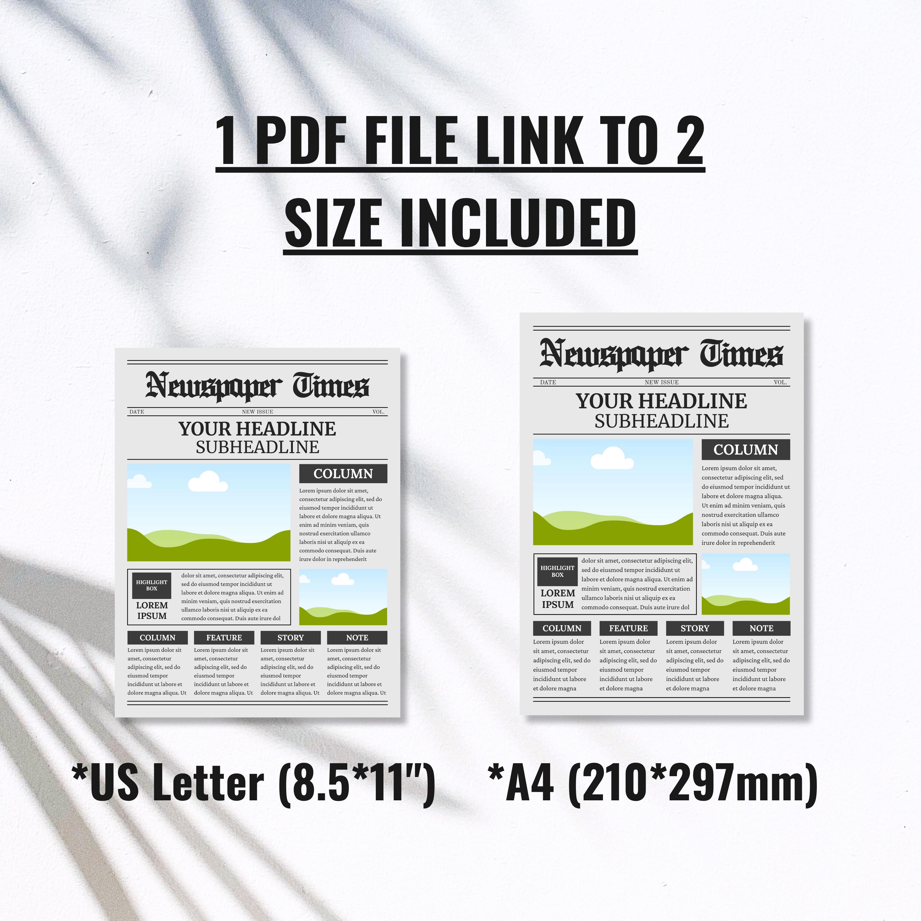 Editable Front Page Newspaper Canva Template | Business Newspaper ...