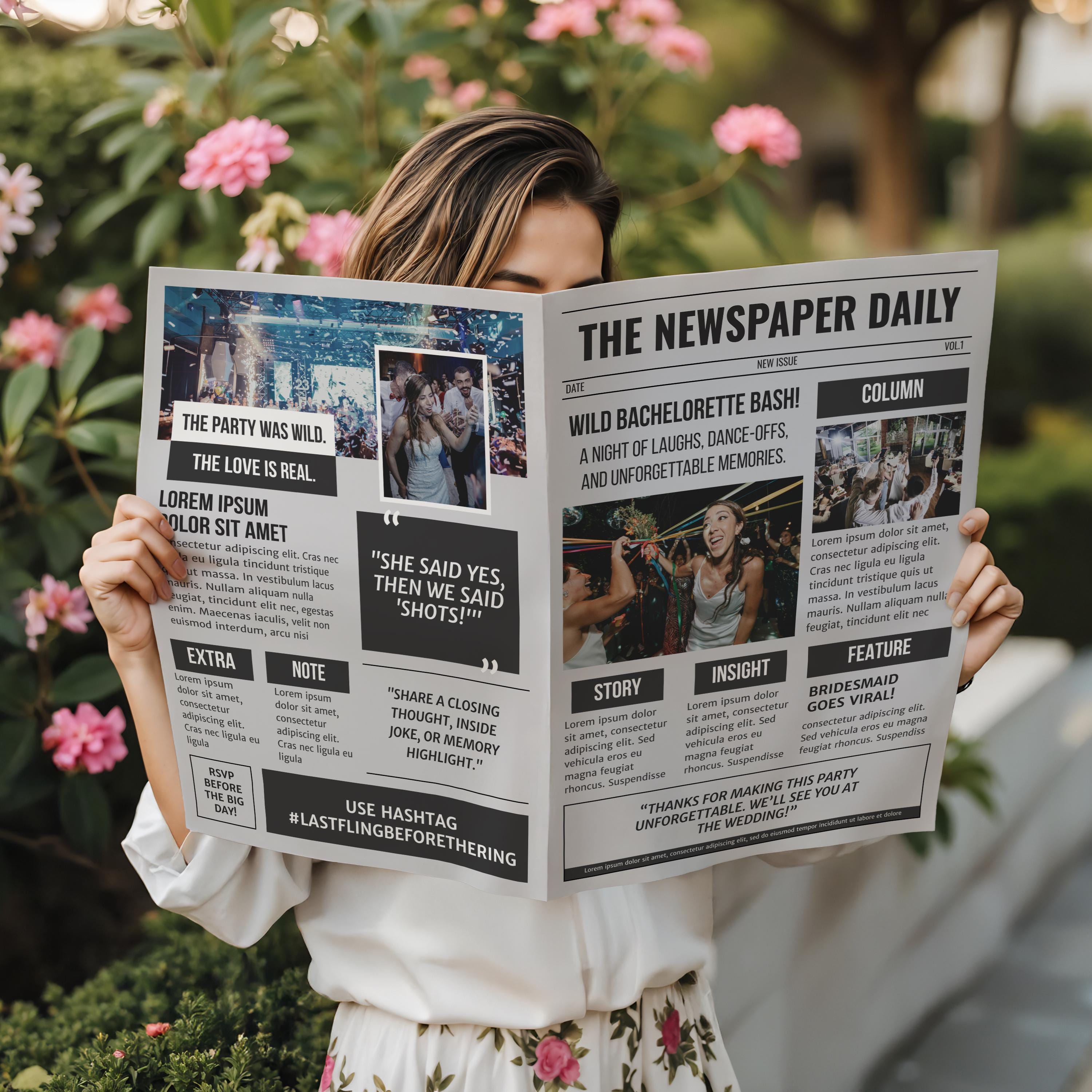 Canva Editable Newspaper Template | Fake Newspaper for Events | Vintage ...