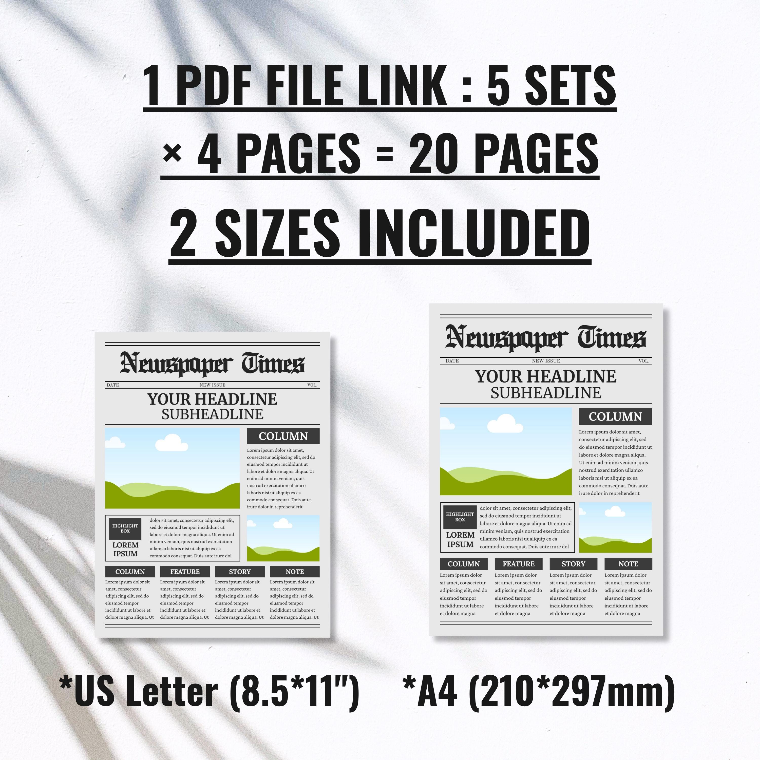 Editable Newspaper Canva Template Bundle|printable Fake Newspaper ...