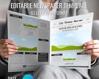 Canva newspaper editable templates |Printable Fake Newspaper template|Business Newspaper Templates|Canva Business template|Vintage Newspaper
