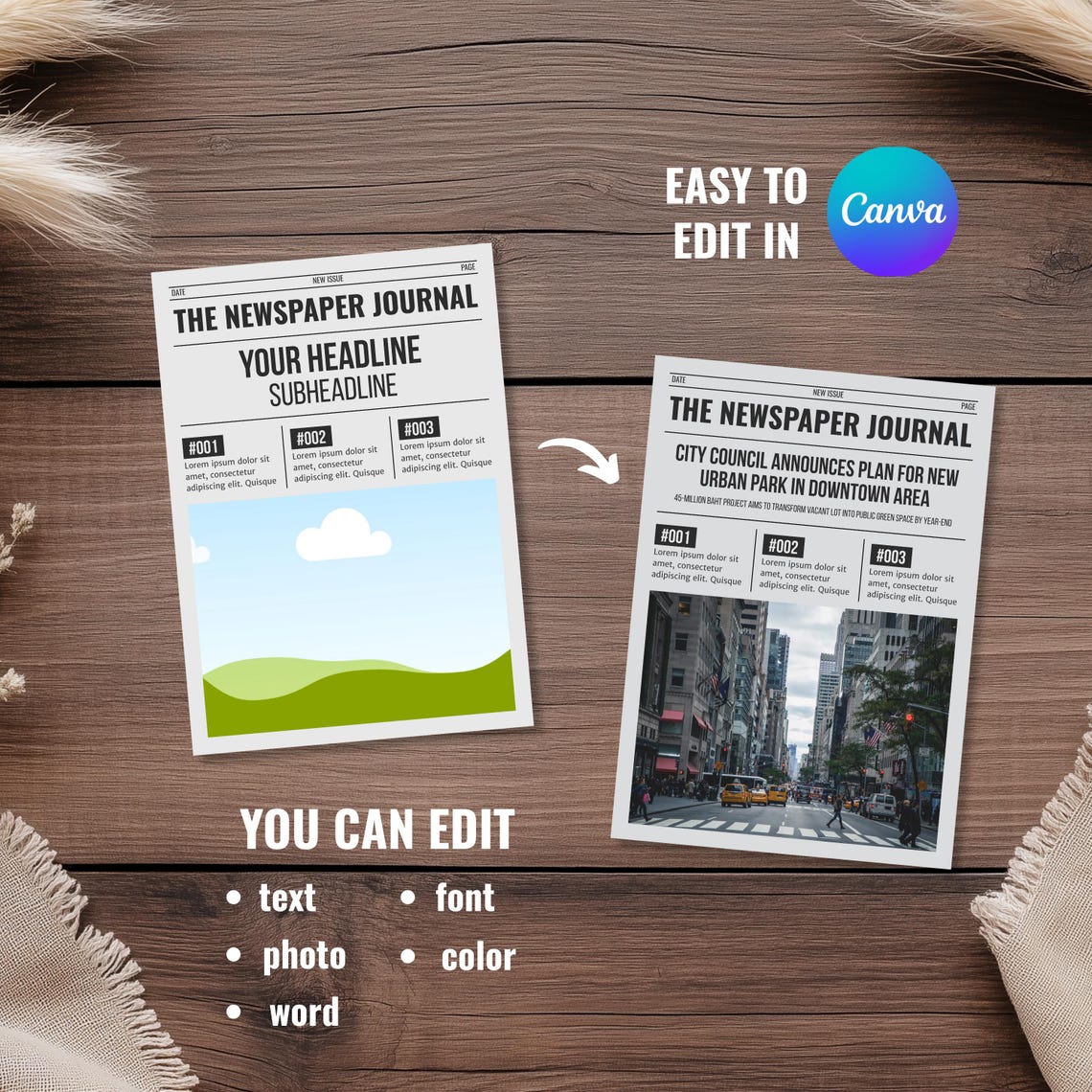 Canva Newspaper Editable Templates |printable Fake Newspaper Template ...