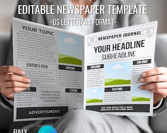 Canva newspaper editable templates |Printable Fake Newspaper template|Business Newspaper Templates|Canva Business template|Vintage Newspaper