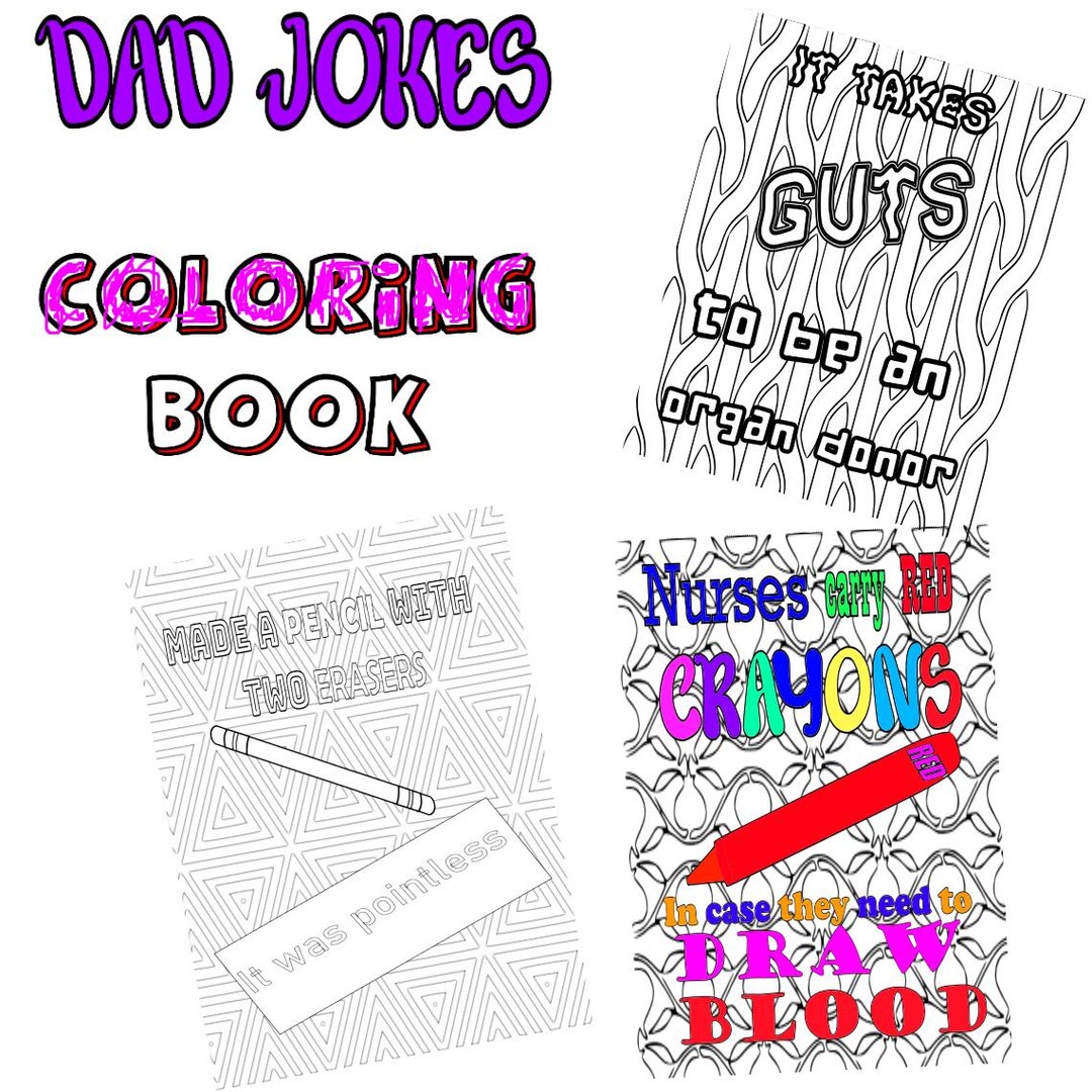 Dad Jokes Coloring Book: 30 Funny Puns to Color and Laugh at (PDF File ...