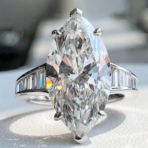 Marquise Lab Grown Diamond Engagement Ring Vintage Solid Gold Promise Ring Perfect Birthday Gift Anniversary Gift Valentine&#39;s Day for Her