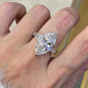 4 CT Marquise Lab-Grown Diamond Engagement Ring, IGI Available, Vintage Solitaire in Solid Gold, Anniversary or Birthday Gift, Gift For Her