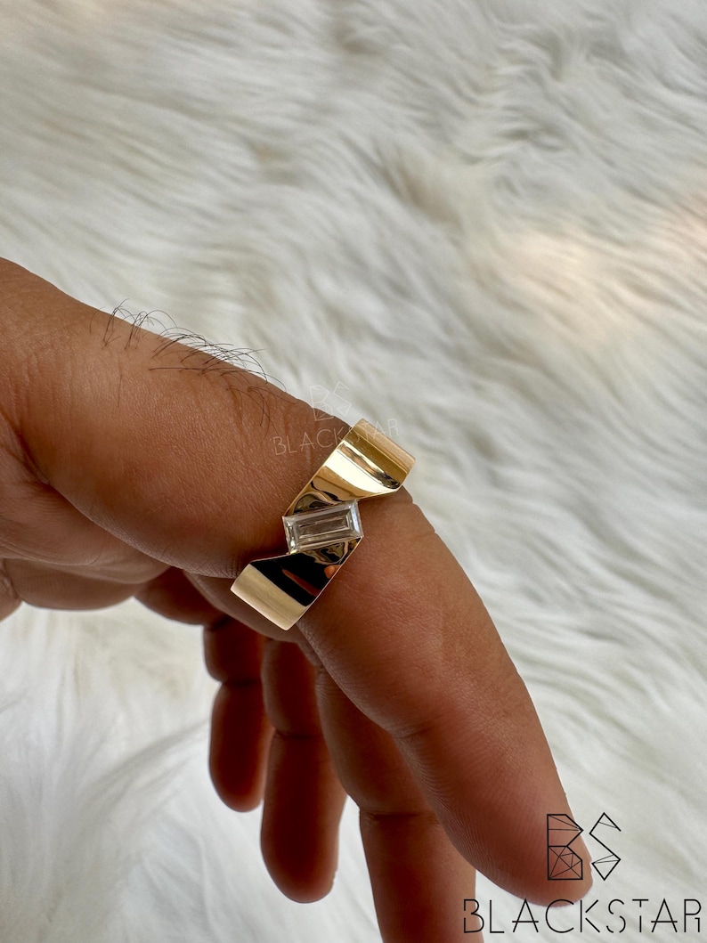 Men’s Statement Ring 7×3.50 MM Baguette Cut Lab-Grown Diamond | 14K Gold Solitaire Engagement & Wedding Band, Wedding Ring, Anniversary Gift Bild 8