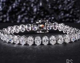 Oval Lab Diamond Tennis Bracelet | CVD White Gold Tennis Bracelet | Wedding Jewellery | Tennis Bracelet Stack | Diamond Bracelet solid Gold