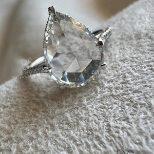 Rose Cut Diamond Solitaire Engagement Ring,3 to 5 Ct Lab Grown Diamond Wedding Ring,Vintage Style Ring for Women,14k white Gold Ring for Her imagen 13