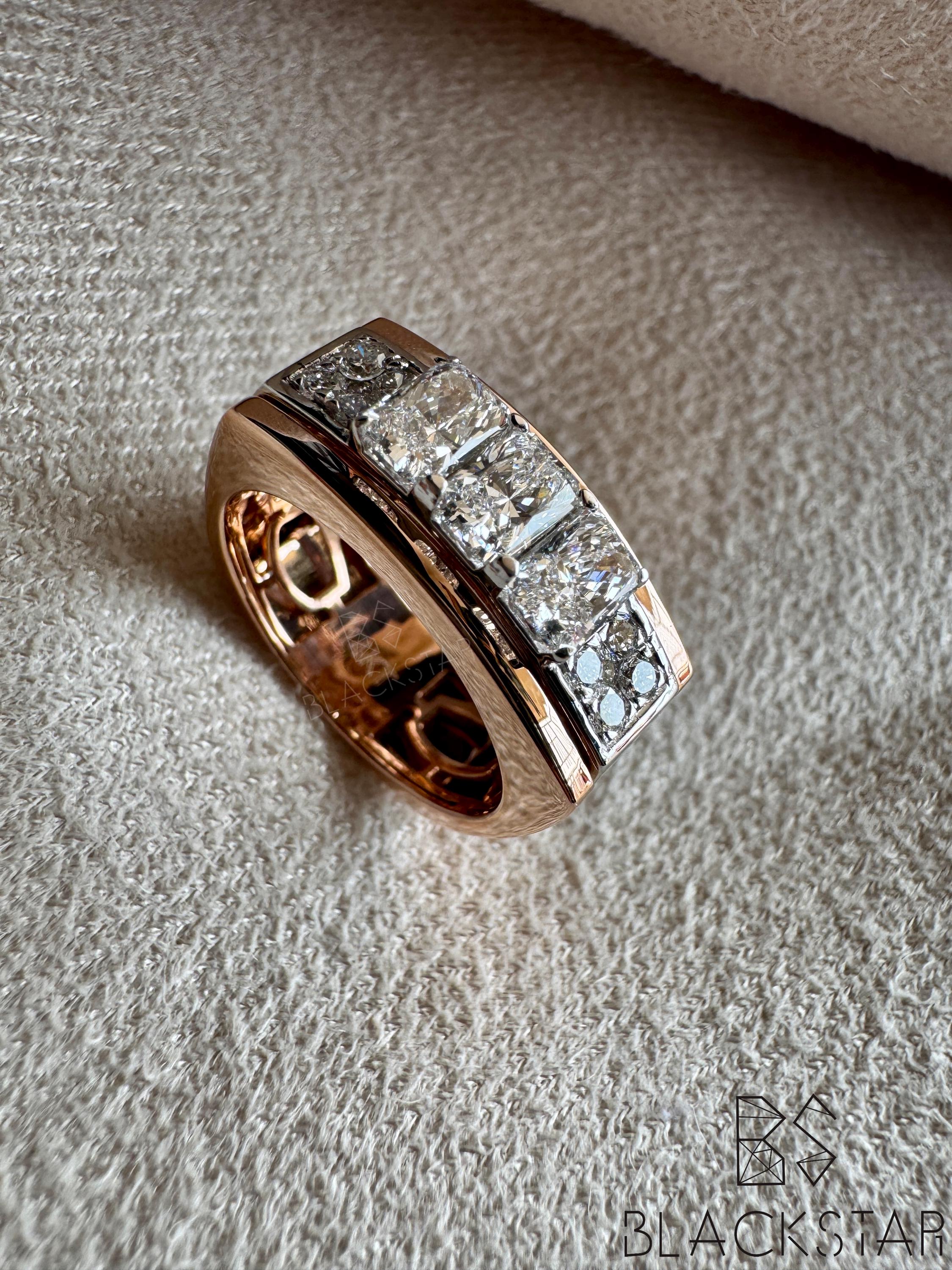 1.75 Ct Men's 14K Gold Wedding Ring With Lab Grown Radiant Diamonds ...