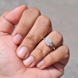 Lab Grown Diamond Radiant Cut Engagement Ring 3 Stone Solitaire, IGI Certified, E Color VVS1 Clarity, Perfect Proposal & Anniversary Gift