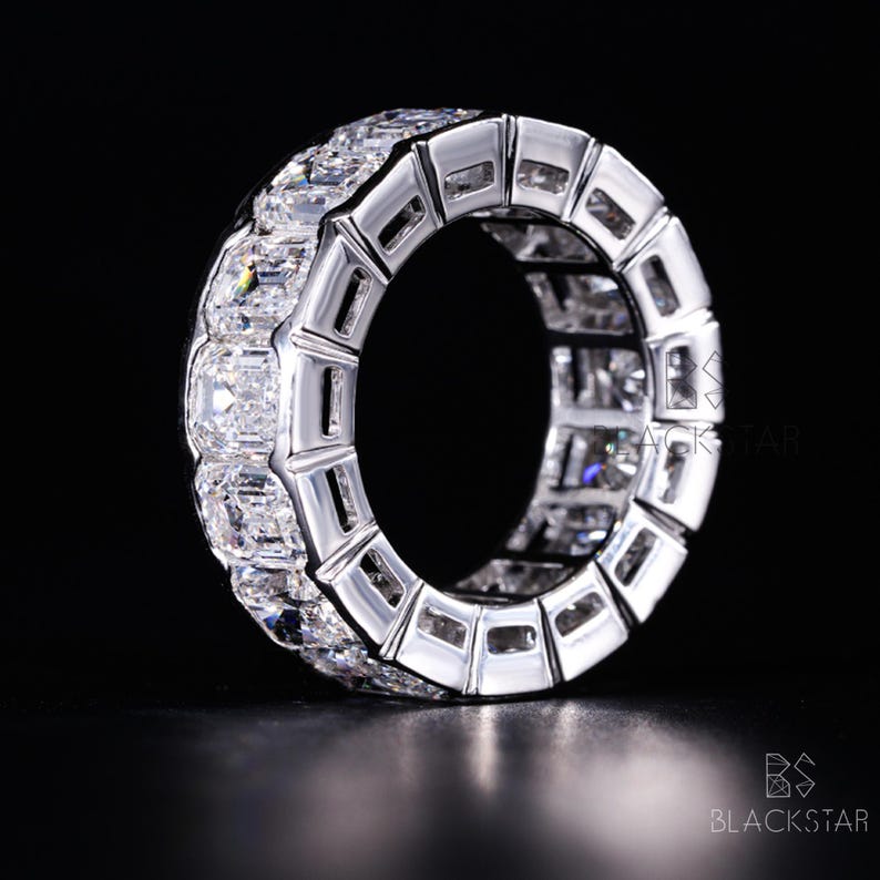 Emerald & Radiant Cut Lab Grown Diamond Eternity Band, 14K Gold Full ...