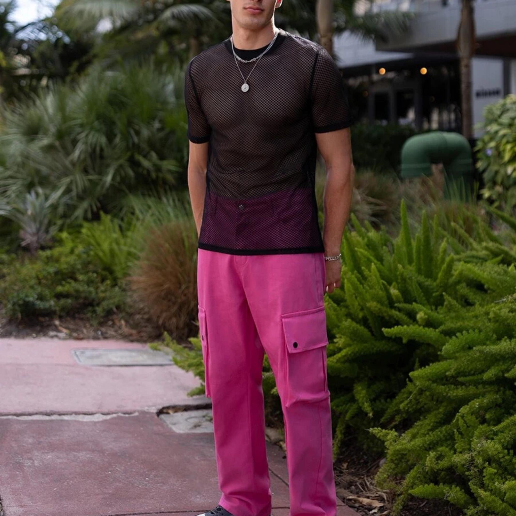 Mens String Mesh Tops Cotton Men Mesh Fishnet Short Sleeve T-shirt Top ...