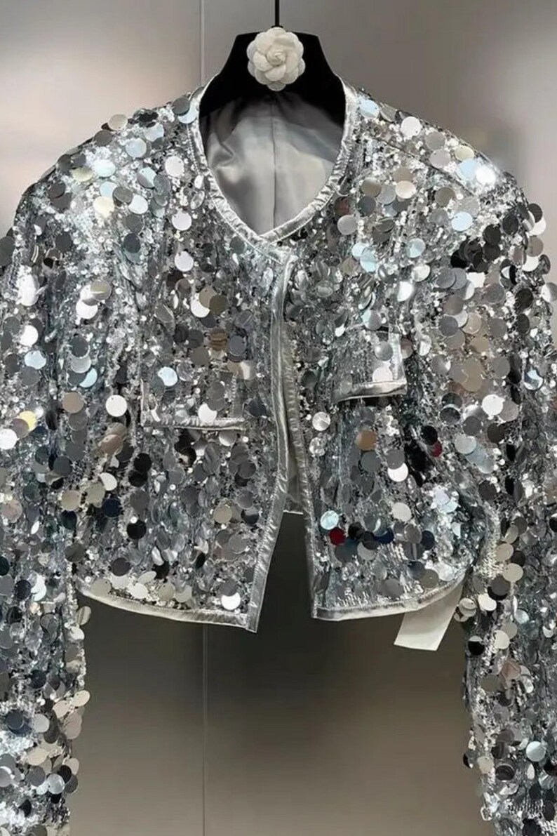 Silver Rhinestone Jacket Silver Sequin Jacket,custom Design Party-celebration Outfit, Festival ...
