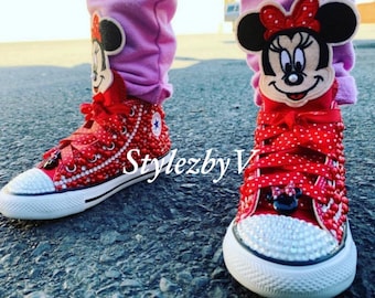Verjaardagssneakers van Minnie Mouse | Aangepaste bling-bling voor meisjes | Disney-schoenen | Peuter- en jeugdmaten