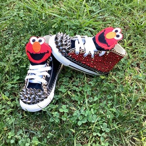 Custom Elmo Converse Sneakers: Red Bling, Personalized Toddler Shoes