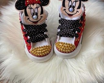 Custom Minnie Mouse Rhinestone Sneakers | Disney Bling Shoes