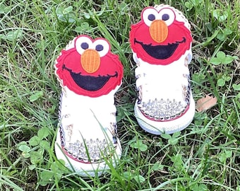 Custom Elmo Converse Sneakers: Red Bling, Personalized Toddler Shoes