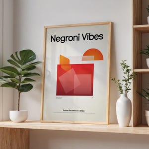 Negroni Cocktail Poster, Negroni Cocktail Print, Bar Wandkunst, Klassische Bar Warenkorb Kunstdrucke, Minimalistischer Druck, Bar Zubehör