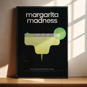 Margarita-Cocktail-Druck, Margarita-Cocktail-Poster, Barwagen-Dekor, minimalistische Küchenkunst, Getränkerezept-Druck, Barwagen-Kunst, Mixology-Geschenk