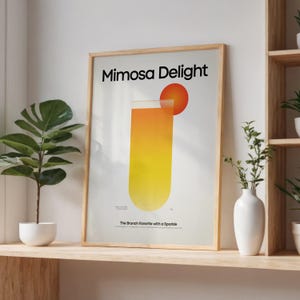 Mimosa Cocktail Print, Mimosa Cocktail Bar Poster, Minimalist Kitchen Art, Bar Cart Decor, Classic Cocktail Prints, Bar Accessories