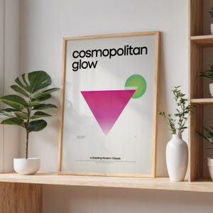 Cosmopolitan Cocktail Print, Kosmopolitisch-Cocktail-Poster, Barwagen-Dekor, minimalistisches Küchendekor, Getränkerezept-Druck, Barwagen-Kunst