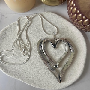 Silver Double Heart Pendant Necklace