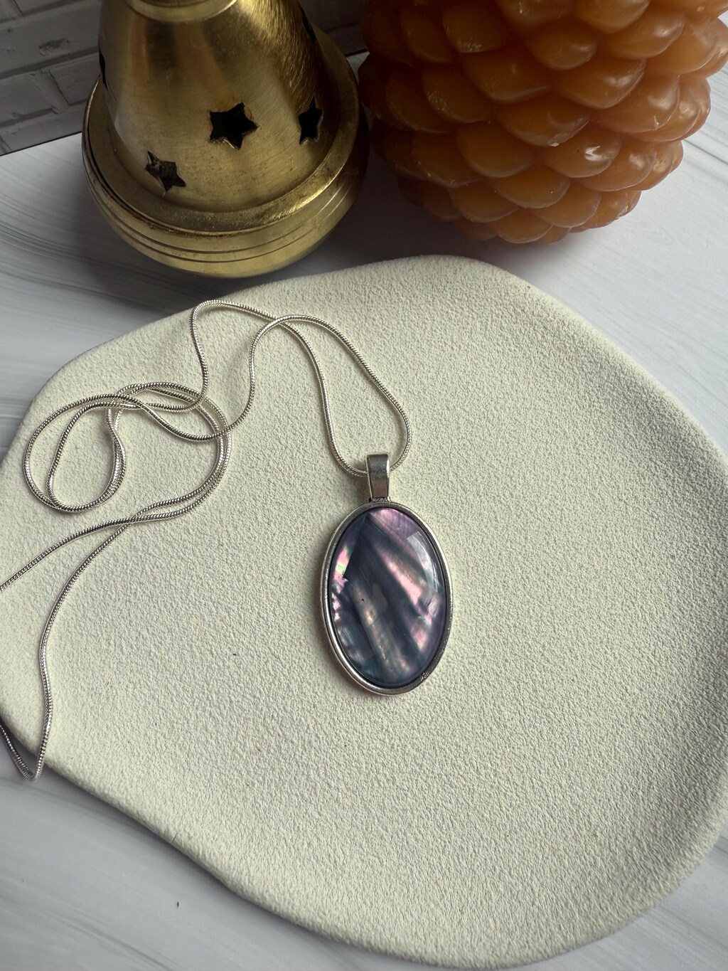 Collana Donna Argento Sterling 925 Con Ciondolo Rotondo In Conchiglia Abalone Paua - Catena 46 Cm, Regalo Con Panno Lucidante