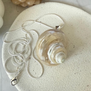 Natural Conch Shell Pendant Silver Necklace
