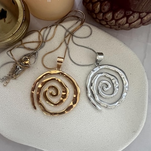 Silver / Gold Spiral Swirl Pendant Necklace