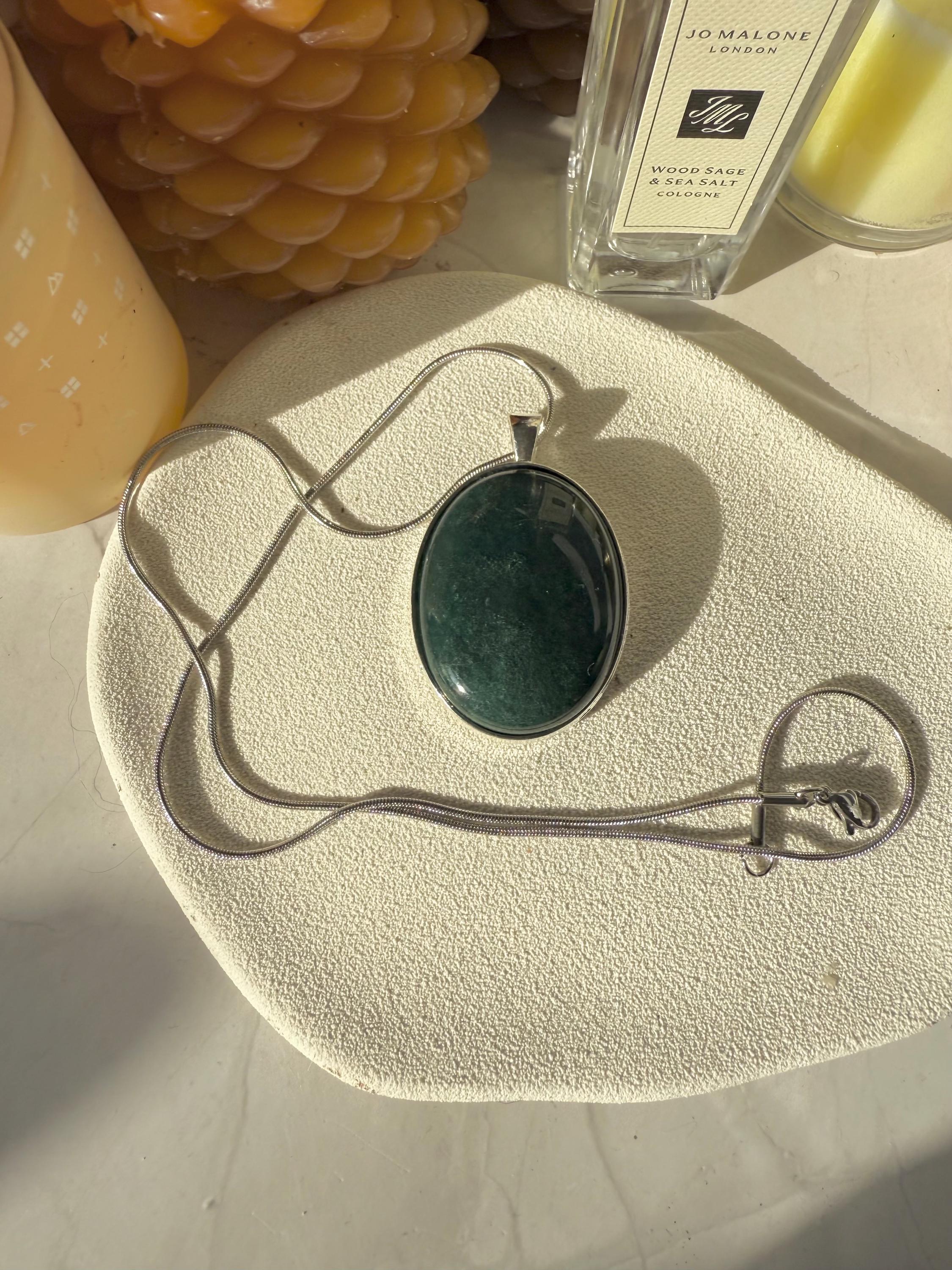 Simulated Amethyst Oval Oxidized Thick Bali Bead Pendant Necklace In 925 Silver