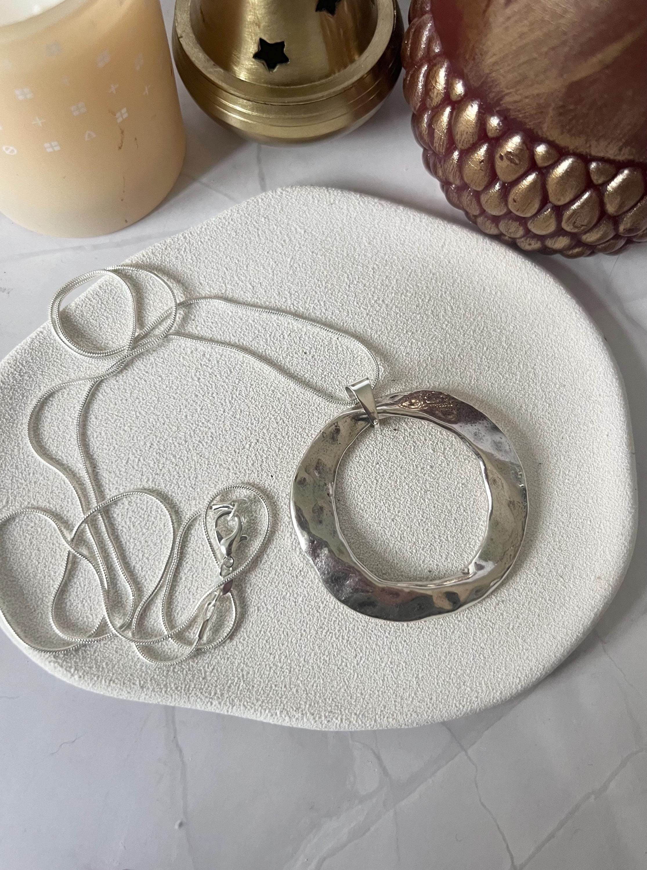 Silver Circle Statement Pendant Necklace
