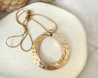 Gold Circle Statement Pendant Necklace