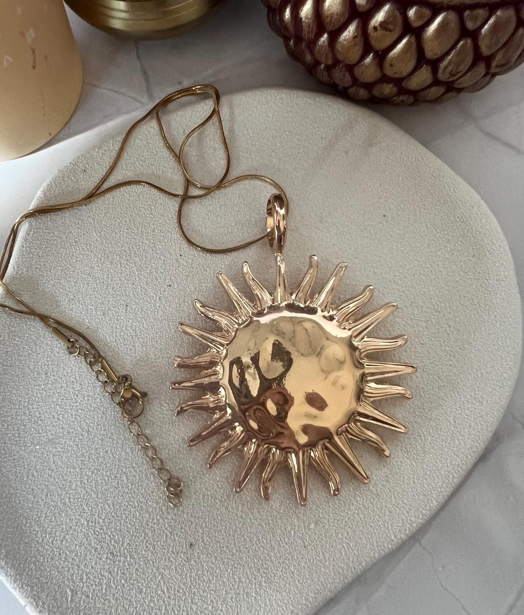 Gold Large Sun Pendant Necklace Etsy
