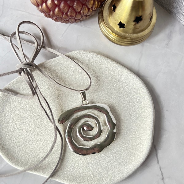 Silber Unregelmäßige Wirbel Spirale Anhänger Halskette