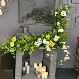 Luxury Greenery  White Flower Garland | Fireplace Mantel Decoration | Hydrangea & Ivy Faux Garland for Weddings, Events  HomeLuxury Greener