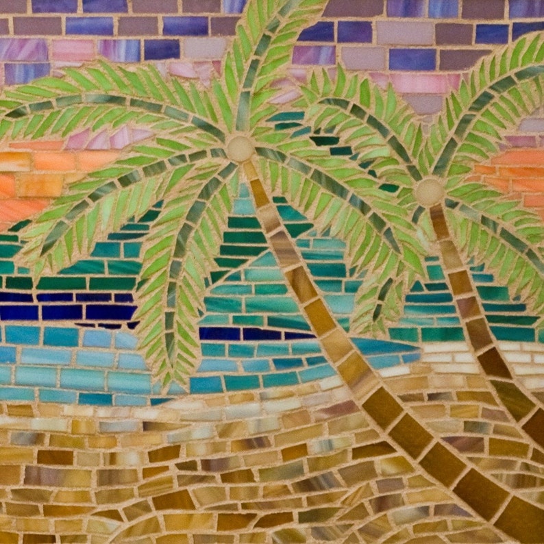 Paradise Glass Mosaic Beach Scene Etsy