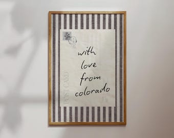 from Colorado with love from Colorado wall art, vintage postcard print, rustic farmhouse kitchen decor | shipped prints (Unframed)