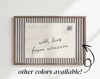 from Wisconsin with love from Wisconsin wall art | vintage postcard print | rustic cabin decor | farmhouse kitchen decor | shipped(Unframed)