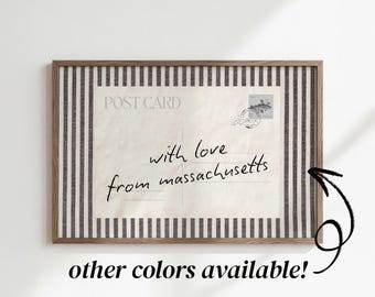from Massachusetts with love from Massachusetts wall art | vintage postcard print | coastal new england cape cod | shipped prints (Unframed)