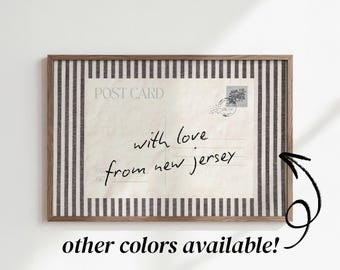 from New Jersey with love from New Jersey wall art | vintage postcard print | coastal beach house decor | nautical gallery wall | SHIPPED