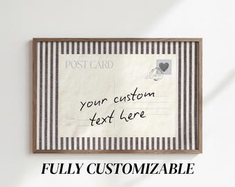 custom postcard wall art | personalized location print | vintage gallery wall art | custom quote print | neutral personalized home decor