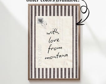 from Montana with love from Montana wall art | vintage postcard print | rustic cabin wall decor | neutral living room gallery wall | SHIPPED