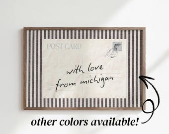 from Michigan with love from Michigan wall art | vintage postcard print | neutral lake house decor | rustic cabin wall decor | SHIPPED