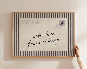 from Chicago with love from Chicago wall art | vintage postcard print | apartment wall art | chicago travel print | shipped print (Unframed)