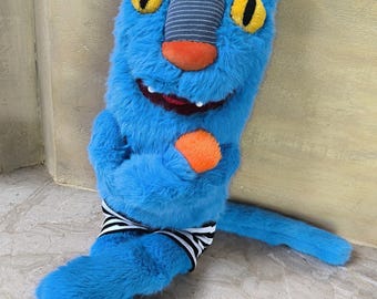 Funny blue cat - hand puppet