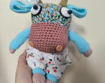 Cow angel,  unique ooak crochet amigurumi toy