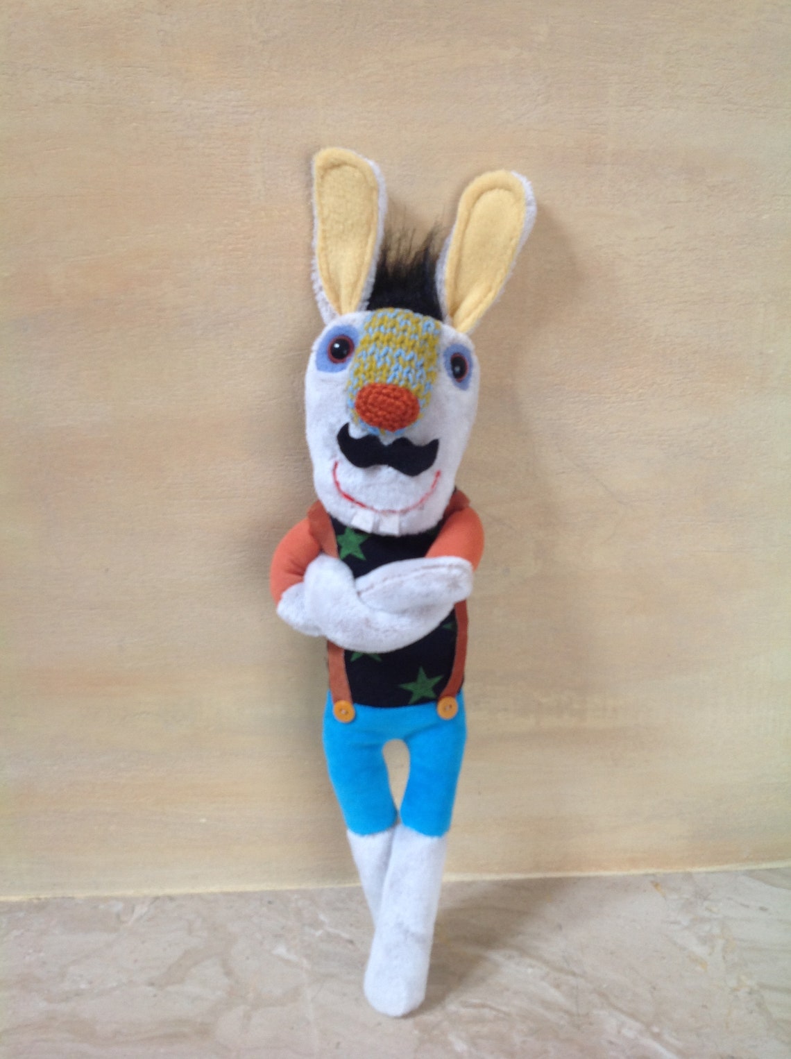 Funny hipster bunny with moustache stuffed plush toy hare Etsy