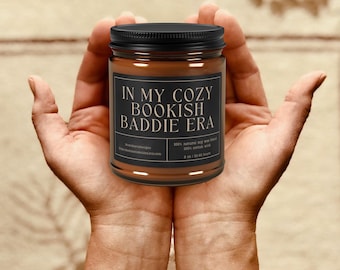 Bookish Candle, Scented Soy Candle Cozy Bookish Baddie Era, Book Inspired Self Care Candle Home Library Decor, Gift for Girlfriend